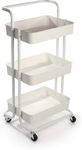 3 Tier Storage Trolley | Bathroom, Kitchen & Utility Unit | Book Cart | Make Up Rack | Mobile Organiser | Fruit & Vegetable Storage | M&W (White)