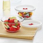 Borosil Serving & Mixing Bowl with Lid | Set of 2 (500ml Each) | Borosilicate Glass Bowl for Kitchen & Dinning | Multipurpose Bowl for Mixing Dough, Salad, Batter, Pasta | Microwave & Dishwasher Safe