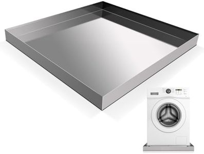 Washing Machine Pan-28" x 30" x 2.5", Heavy Duty 304 Stainless Steel, Washing Machine Tray with Anti-Slip Bottom pad, Raised Edge Drain Pan, No Hole