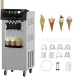 Commercial Ice Cream Machine, Takywep Stand Design 2200W Soft Ice Cream Maker 5.8 to 7.9 Gal/Hour, 2 X 7L Rangers, LCD Display, 3 Flavors Ice Cream Maker for Restaurants Snack, Cream Shops