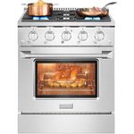 Empava 30 in. 4.2 cu. ft. Pro-Style Slide-In Single Oven Gas Range with 4 Sealed Ultra High-Low Burners - Heavy Duty Continuous Grates in Stainless Steel