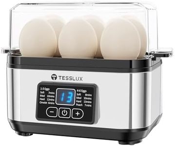 Tesslux Electric Rapid Egg Cooker, 6 Egg Capacity for Hard Boiled Eggs, Poached Eggs, Scrambled Eggs, or Omelets Maker with Auto Shut Off