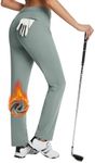 BALEAF Women's Fleece Lined Golf Pants Winter Water Resistant Pockets for Travel Work Casual Dark Grey 2XL