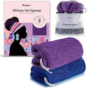 CORATED African Net Sponge Authentic, Shower Loofah Exfoliating Bath Sponge, Body Scrubber for Women and Men Daily Use Body Care, Travel Portable, Durable Bath Accessories for Bathroom (Blue & Purple)