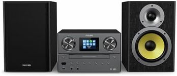 PHILIPS M8905/10 Micro Music System with Bluetooth and DAB+/FM Internet Radio (USB, Spotify Connect, CD, MP3-CD, 100 W, Bass-Reflex Loudspeakers, Digital Sound Control) - 2020/2021 Model, Black, 100 W