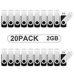 2 GB Flash Drive 20 Pack, KOOTION Bulk USB Stick Pen Drive USB2.0 Thumb Drive Jump Drive 2 GB Memory Stick (20 PCS 2 GB-Black)