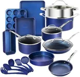 GRANITESTONE Blue 20 Pc Kitchen Pots and Pans Set Non Stick Cookware Set, Kitchen Cookware Sets, Granite Nonstick Cookware Set, Diamond Coated Non Toxic Cookware Set, Oven & Dishwasher Safe