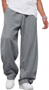 EFAN Mens Wide Leg Sweatpants Fleece Lined Baggy Pants Darkgrey L