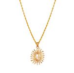 JFL - Jewellery for Less Gold Plated Big SUN/OM Pendant with Chain for Women & Girls.,Valentine