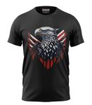 Print My Fashion Men's T-Shirt Regular Fit Round Neck Half Sleeve Combed Bio-Washed Cotton USA Eagle Graphic Printed T-Shirts (Black, L)