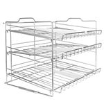 3 Tier Tin Can Rack | Kitchen & Pantry Cupboard Organiser | Canned Food & Tin Storage | Stainless Steel Wire Rack | 6 Divider Shelf Organisers | M&W