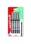 uni-ball UB-150 Eye Black Rollerball Pens. Premium Micro 0.5mm Ballpoint Tip for Super Smooth Handwriting, Drawing, Art, Crafts and Colouring. Fade and Water Resistant Liquid Uni Super Ink. 5 Pack