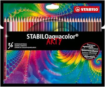 STABILO Aquarellable Colouring Pencil - aquacolor - ARTY - Pack of 36 - Assorted Colours
