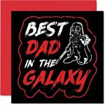 Funny Happy Birthday Cards for Dad - Best Dad In The Galaxy - Joke Fathers Day Card for Dad from Son Daughter, Father Birthday Gifts, 145mm x 145mm Father's Day Greeting Cards for Daddy Papa