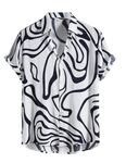 Le Pery Men Goa Printed Lycra Stylish Men's Slim Fit Cut Away Collar Casual Shirt (in, Alpha, XL, Regular, White)