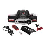 Warrior Winches Gladiator 10000lbs 12v electric winch with wired/wireless remote with synthetic rope, IP68 Waterproof, winch 12v with Hawse Fairlead, mounting plate, For Trailer, 4x4, SUVs, Trucks