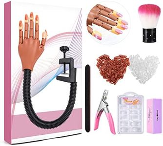 LIONVISON Practice Hand for Acrylic Nails, Flexible Nail Practice Hands Training Kits, Fake Manican Hands for Nails Practice, Movable Nail Maniquin Hand with 300PCS Nail Tips, File, Brush and Clipper