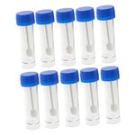 Hoement Human and Dog Stool Sample Container with Spoon Lid - 10 Pack - 25-30ml Urine and Fecal Specimen Cups with Screw-On Lids - Ideal for Medical and Laboratory Use - Individually Bagged