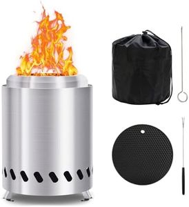 Smokeless Table Top Fire Pit, 2025 Portable Tabletop Fire Pits for Garden & Outdoor Use - Stainless Steel Small Fire Bowl Camping Stove with Travel Bag, Airflow Rack, Fork, Hook,and Heat-resistant Mat