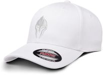 Dion Wear Men's Baseball Cap Spartan Warrior, Mid Profile, White Hat with White, Large/X-Large