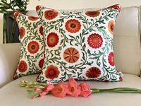 TARA- Sparkling Homes Embroidered Decorative Throw Pillow Cases Cushion Cover for Sofa Couch Bed, 18 x 18 Inches, Design- Shaan-e-Gulmarg (The Pride) Baghs of Gulmarg(Kashmir), Multicolored