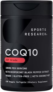 Sports Research CoQ10 (100mg) Enhanced w/Coconut Oil & Bioperine (Black Pepper) for Better Absorption | Vegan Certified, Non-GMO Verified (120 Veggie Softgels)