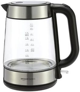 Amazon Basics Glass Carafe Electric Hot Water Kettle, 1.8 Quarts (1.7L), 1500W, BPA-Free, Black and Silver