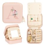 Enthralite Travel Jewellery Box for Girls: Traveling Jewellery Case Gift for Women - Mini Organiser for Necklaces Earrings Pink A