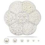 TOAOB 1248pcs Pearl Beads White Round Loose Imitation Pearls Acrylic Beads 3mm 4mm 5mm 6mm 8mm 10mm for Craft Decoration Jewellery Making