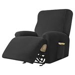 DASORY Velvet 4-Piece Recliner Slipcover, Soft Stretch Cover for Recliner, Washable and Removable Furniture Protector for Home Decor,Black