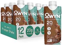 OWYN 20g Protein Shake, Chia Flax and Pea vegan protein blend with Prebiotics, Superfood Greens, gluten free, soy free. (Dark Chocolate, 12 Pack)