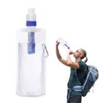 ROUDJER Portable Water Filter Bottle, Collapsible 0.01 Micron Multi-Layer Water Purification Gear with Sturdy Carabiner, Collapsible Large Capacity for Hiking Camping Travel Emergency