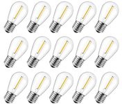 Brightown Shatterproof LED S14 Replacement Light Bulbs, 15 Pack E26 Medium Screw Base Edison Bulbs Equivalent to 11 W, Fits for Commercial Outdoor Patio Garden Vintage Lights, Warm White