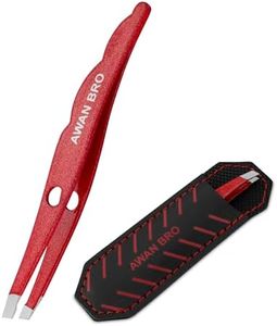 Professional Tweezers for Eyebrow, Facial Hair Remover, Stainless Steel Tweezers with Pouch, Eyebrow Tweezers for Women and Men, Perfect for Splinter and Ingrown Hair Removal (Red Glitter)