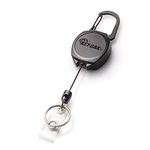 KEY-BAK Sidekick Retractable Badge Reel and Keychain with Carabiner, Key Ring and Twist-Free Clear I.D. Badge Holder on a Retractable Lanyard - Made in The USA, One Size