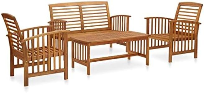 vidaXL Solid Acacia Wood Garden Lounge Set 4 Piece Wooden Outdoor Patio Bench Seat Seating Chair Coffee Table Sitting Furniture Setting