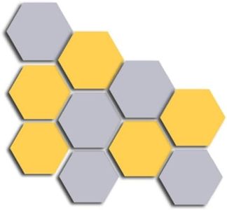 10Pack Regular Hexagon High Density Acoustic Absorption Panels,Soundproofing Foam Panels for Ceiling Self adhesive Acoustic Absorption Panels,13.5 * 12cmfor Home,Office,Studio (5gray&5yellow）