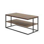 510 DESIGN Monarch Coffee Table with Storage Shelf - Modern 2 Tier Wooden Top and Metal Frame, Living Room Furniture, Easy Assembly, 21" W x 42" L x 19" H, Dark Coffee/Black