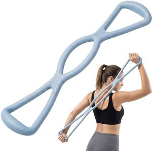Figure 8 Resistance Bands with Handles, Silicone Exercise Bands for Women & Men Arm Back Shoulder Training, Training Elastic Ropes Equipment for Yoga Pilates Home Gym Stretching (3, Blue)