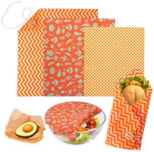 Beeswax Wraps for Food, 3 Pack (S, M, L) Reusable Food Wraps, Bread Sandwich Wrap, Beeswax Paper with Bukcle, Zero Waste, Plastic-Free Food Storage Wrap