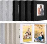 10 Pieces Small Photo Album 4x6, Photo Album Linen Cover with Front Window, Each Small Album 26 Clear Pages Holds 52 Pictures for Photos, Artwork Postcards Storage (3 Colors)