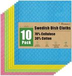 Homaxy Swedish Dishcloths for Kitchen, 10 Pack Reusable and Washable Cellulose Sponge Cloths Dish Towels, Absorbent and No Odor Paper Towels for Dishes ＆ Counters, Assorted