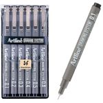 Artline Drawing System Fineliner Pen | Acid Free Pen | Water Based Ink | Technical Drawing Pens For Drafting, Illustrating, Graphic Design,Mandala Art | Set Of 6 Fineliner Pen