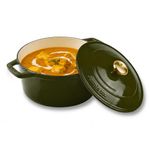 CUMIN CO. Cast Iron Dutch Oven 4L, 24 cm | Induction Base Cookware | 10 Years Warranty | Non Toxic Non Stick Biryani Pot with Lid | Heavy Bottom | Chemical Free Coating | Free Accessories | Green