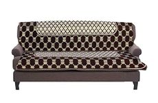 Nendle Cotton Abstract Pattern 3 Seater Sofa Covers Set- 2 Long Pieces (Brown, 69 Inch x 27 Inch)