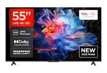 TCL 55V6C-UK 55" 4K Ultra HD, HDR TV, Smart TV Powered by Google TV (Dolby Audio, Voice Control, compatible with Google assistant, Chromecast built-in, 2025 New Model)