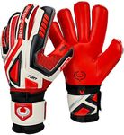 Renegade GK Fury Inferno Size 10 Adult Goalkeeper Gloves Fingersave (Black, Red, Silver)