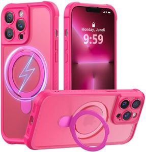 MOCCA Design for iPhone 13 Pro Case with Magnetic Invisible Stand [Full Camera Protection] [Compatible with Magsafe] Military Drop Shockproof Translucent Matte Phone Case Cover 6.1",Hot Pink