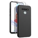 Oududianzi - Case for Lg Stylo 6 Phone Case, with 2 Pieces Screen Protector, Soft TPU Liquid Silicone Case,Pure Color Ultra-Thin Shockproof Rubber Protective Case - Black