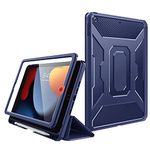 MoKo Case for New iPad 9th Generation 10.2 2021 / iPad 8th Gen 2020 / iPad 7th Gen 2019, iPad 10.2 Case,[Built-in Screen Protector + Pencil Holder] Full-Body Shockproof Cover,Auto Sleep/Wake,Blue